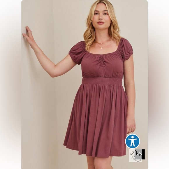 Torrid mini Lenny smocked waist dress, soft stretchy, NWT, 6X, plus size - Picture 3 of 6